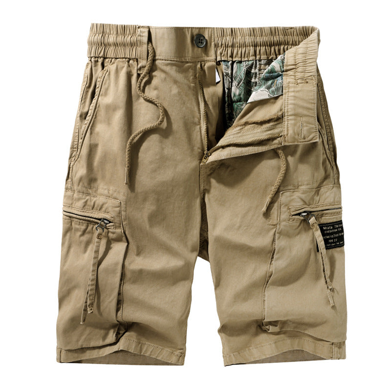 Men's Casual Solid Color Zipper Pocket Shorts