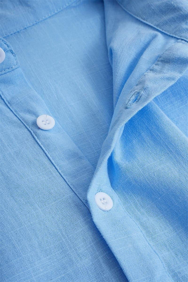 Men's Shirt Linen Shirt Summer Shirt Beach Wear Plain Vacation Casual Black White Blue Green Long Sleeve Lapel Spring & Summer Clothing Apparel