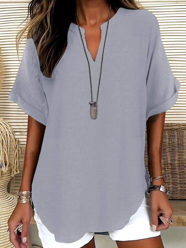 Women's Casual Solid Short Sleeve Top