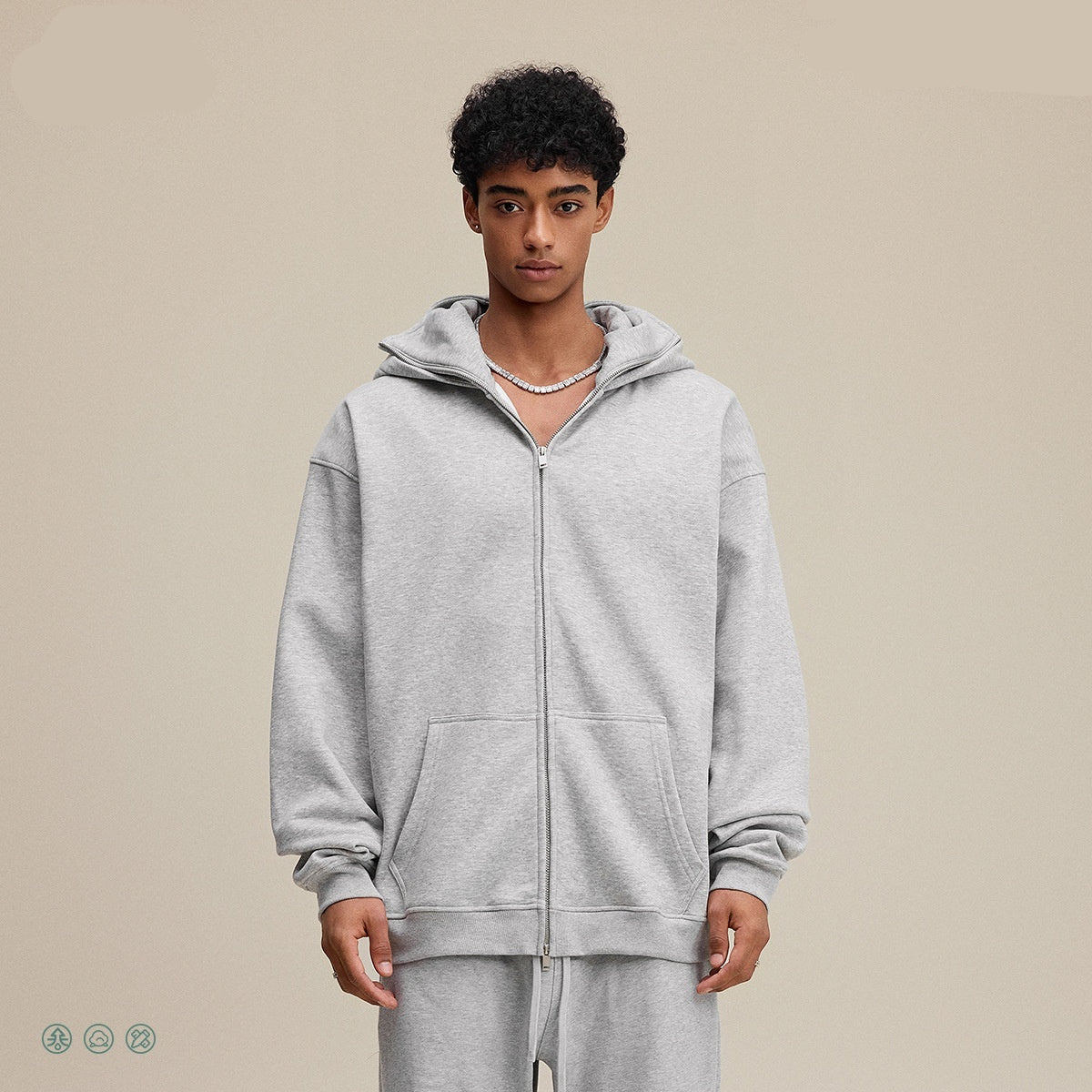 American Retro Quilted Pullover Sweater – Windproof Mask & Zipper Design | Solid Color