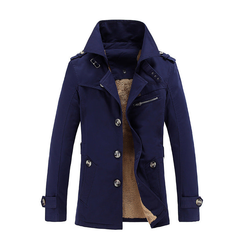 Men's Fleece-Lined Classic Trench Coat