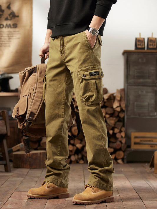 American Vintage Men's Work Pants | Straight Leg, Mid-Rise, Multi-Pocket Cotton Blend