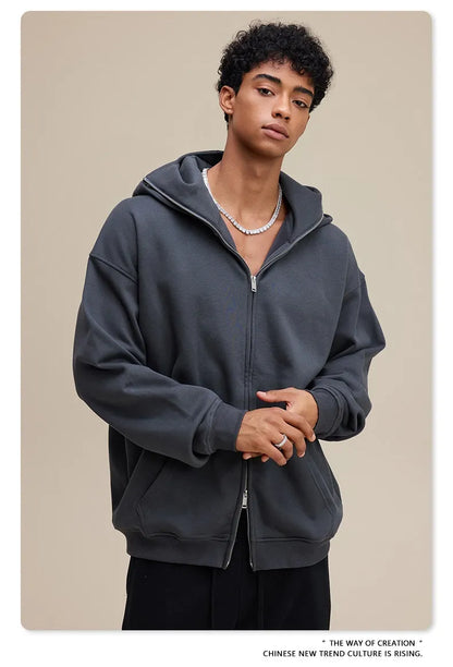 American Retro Quilted Pullover Sweater – Windproof Mask & Zipper Design | Solid Color