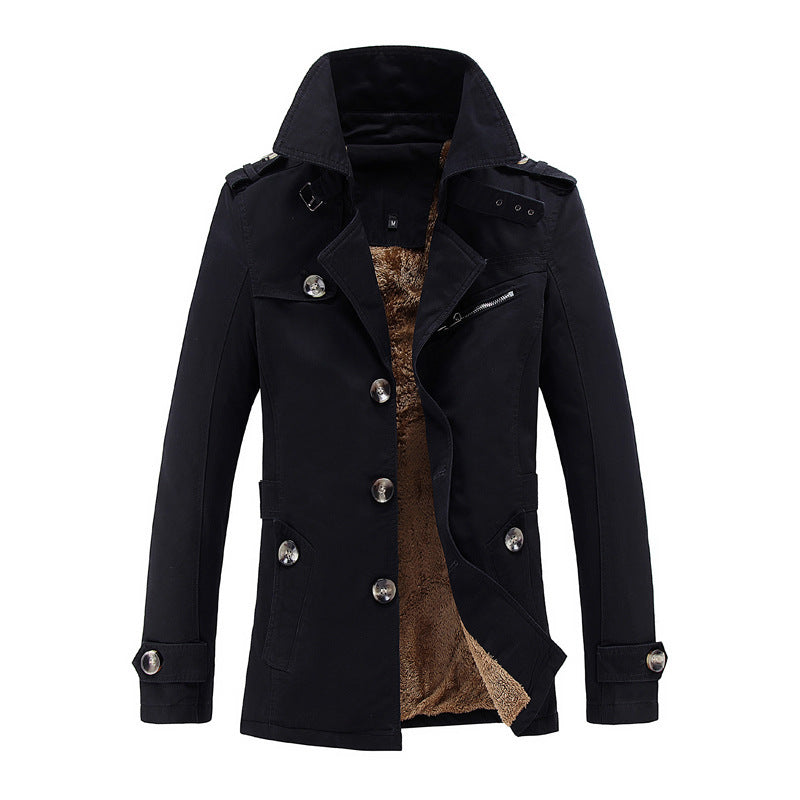 Men's Fleece-Lined Classic Trench Coat