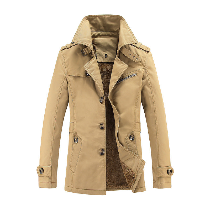 Men's Fleece-Lined Classic Trench Coat