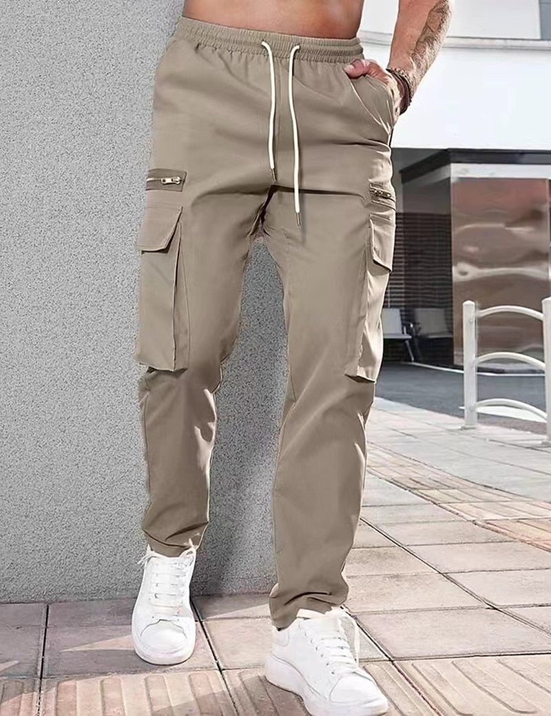 Men's Drawstring Elastic Waist Cargo Pants | Casual Outdoor Fit