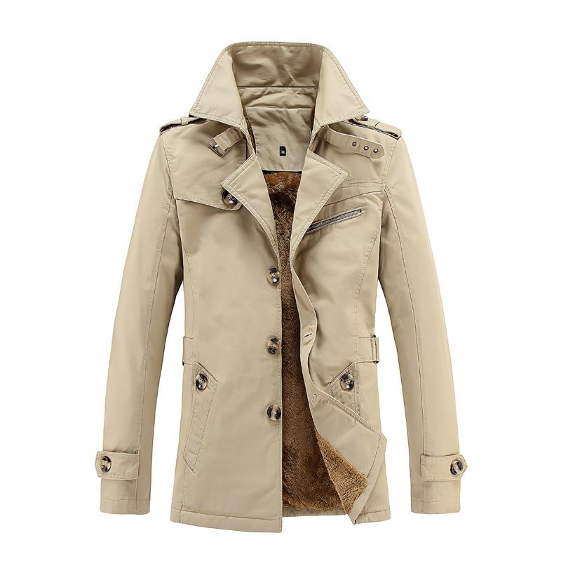 Men's Fleece-Lined Classic Trench Coat