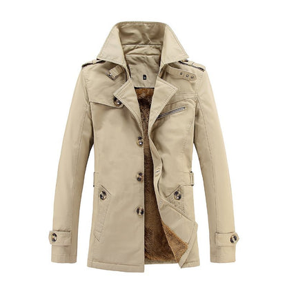 Men's Fleece-Lined Classic Trench Coat