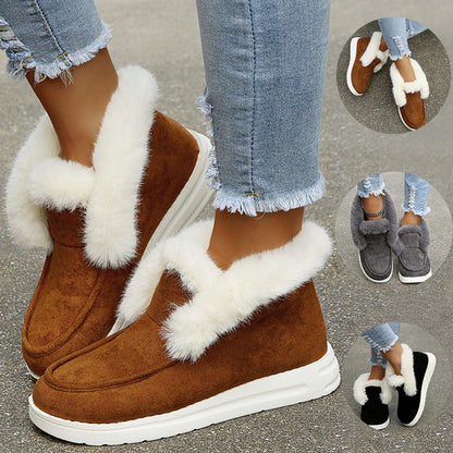 Women's Cozy Fur-Lined Slip-On Ankle Boots