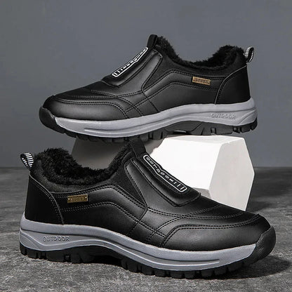 Men's Orthopedic Slip-On Winter Walking Shoes - Fleece-Lined, Waterproof & Anti-Slip Rubber Sole