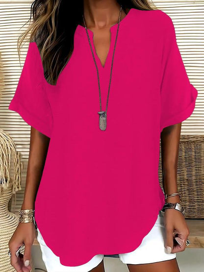 Women's Casual Solid Short Sleeve Top