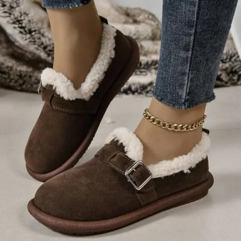🔥Last Day 50% OFF - Women's Comfort Orthopaedic Slip-On Winter Shoes for Cosy Fleece Lining, Cushioned Sole