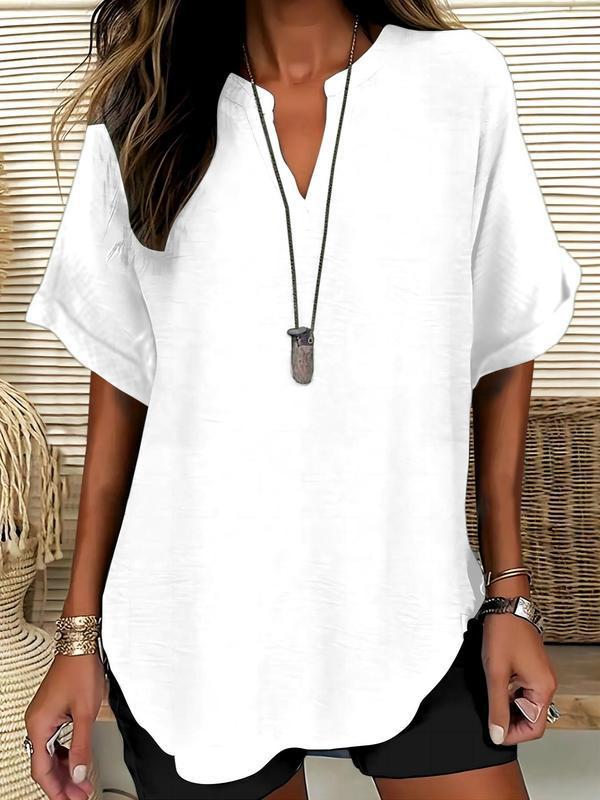Women's Casual Solid Short Sleeve Top