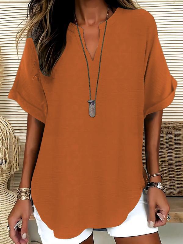 Women's Casual Solid Short Sleeve Top