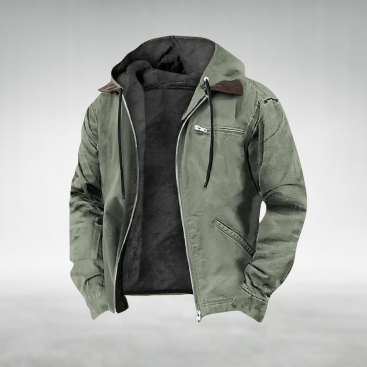 Men’s Fleece-Lined Hooded Cotton Jacket