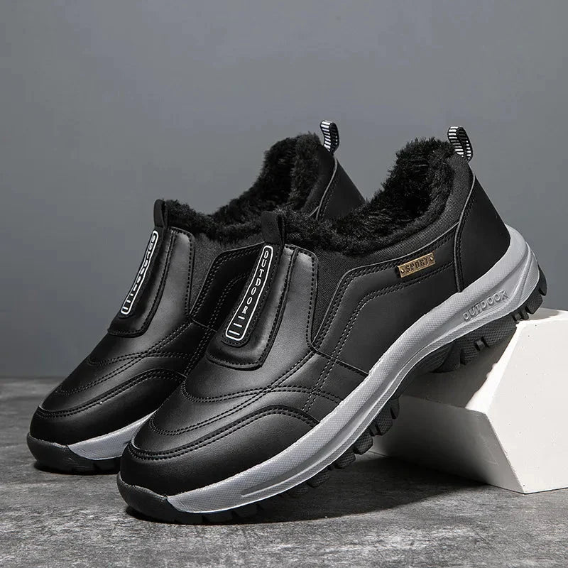 Men's Orthopedic Slip-On Winter Walking Shoes - Fleece-Lined, Waterproof & Anti-Slip Rubber Sole