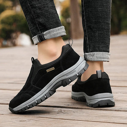 Men's Orthopedic Slip-On Winter Walking Shoes - Fleece-Lined, Waterproof & Anti-Slip Rubber Sole