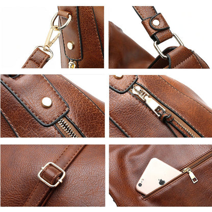 Luxury Leather Hobo Bag Anti-Theft Handbag + FREE Pouch Wallet