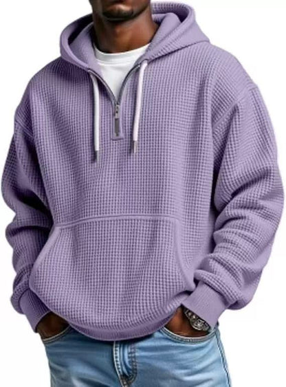 Waffle Knit Half-Zip Hoodie