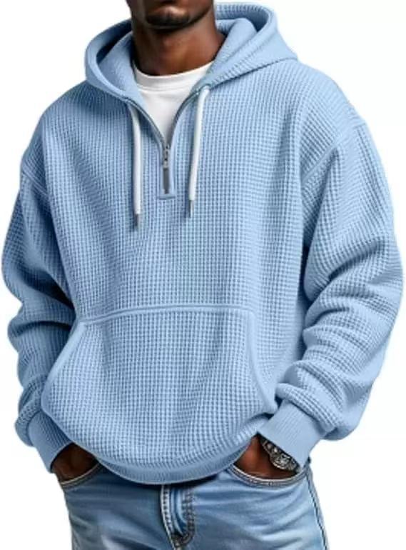 Waffle Knit Half-Zip Hoodie