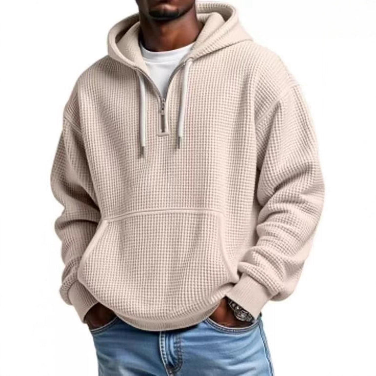 Waffle Knit Half-Zip Hoodie
