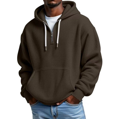 Waffle Knit Half-Zip Hoodie