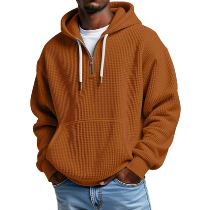 Waffle Knit Half-Zip Hoodie