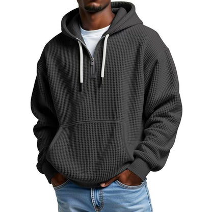 Waffle Knit Half-Zip Hoodie