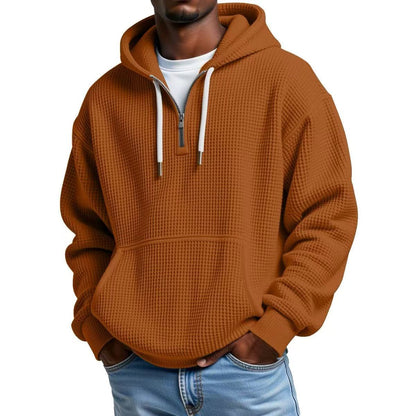 Waffle Knit Half-Zip Hoodie