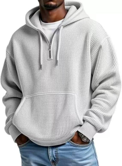 Waffle Knit Half-Zip Hoodie