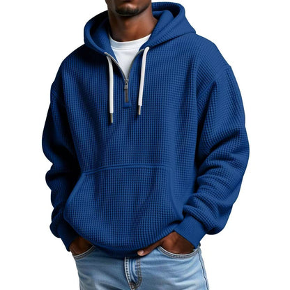 Waffle Knit Half-Zip Hoodie