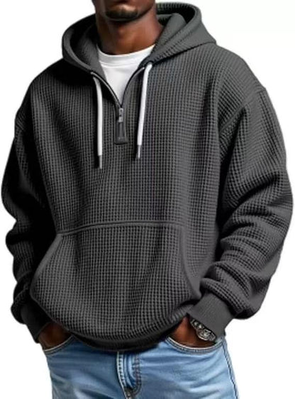 Waffle Knit Half-Zip Hoodie