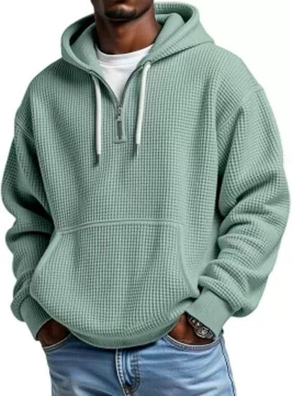 Waffle Knit Half-Zip Hoodie