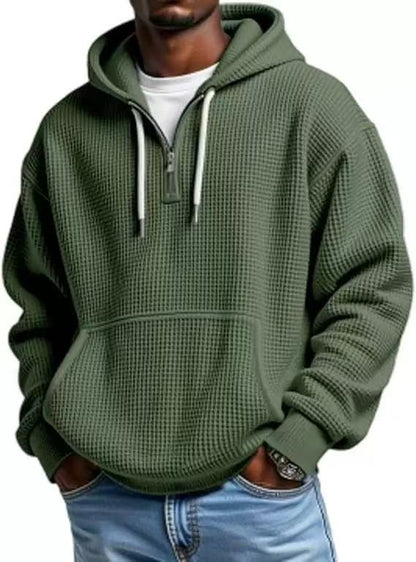 Waffle Knit Half-Zip Hoodie