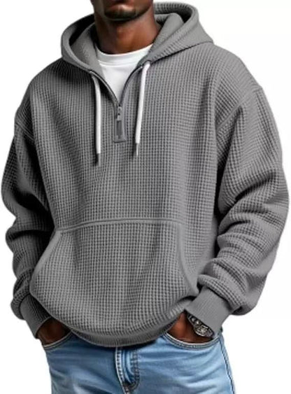 Waffle Knit Half-Zip Hoodie