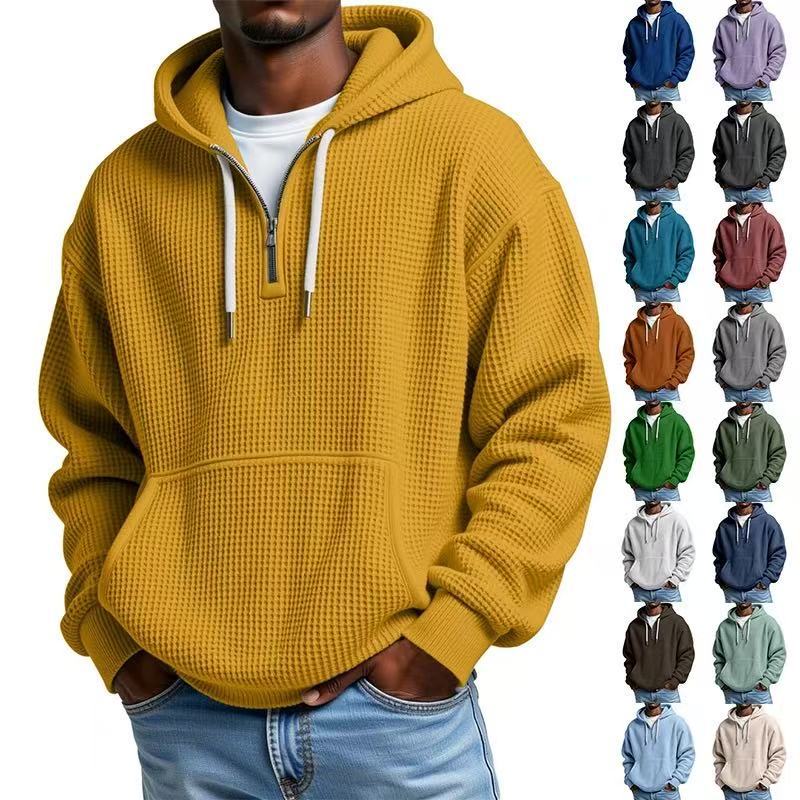 Waffle Knit Half-Zip Hoodie