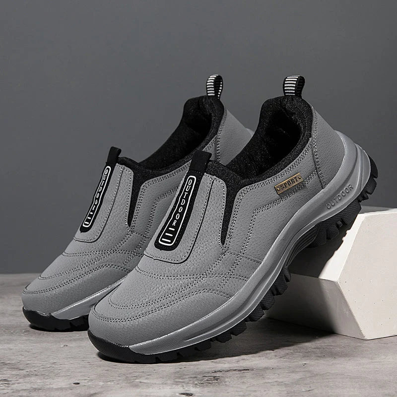 Men's Orthopedic Slip-On Winter Walking Shoes - Fleece-Lined, Waterproof & Anti-Slip Rubber Sole