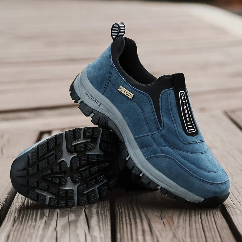 Men's Orthopedic Slip-On Winter Walking Shoes - Fleece-Lined, Waterproof & Anti-Slip Rubber Sole