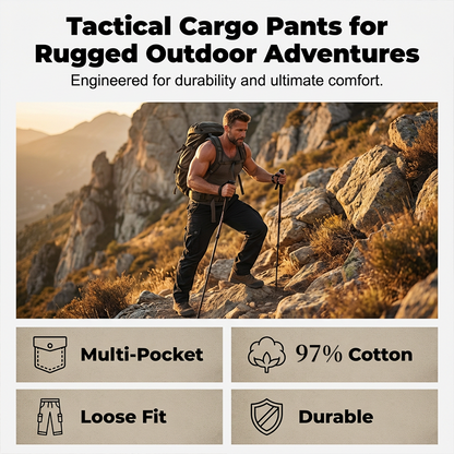 👖 50% OFF NOW! 🛠️ Men's Cotton Cargo Tactical Pants – Multi-Pocket, Reinforced Construction & Adjustable Waist 🔧